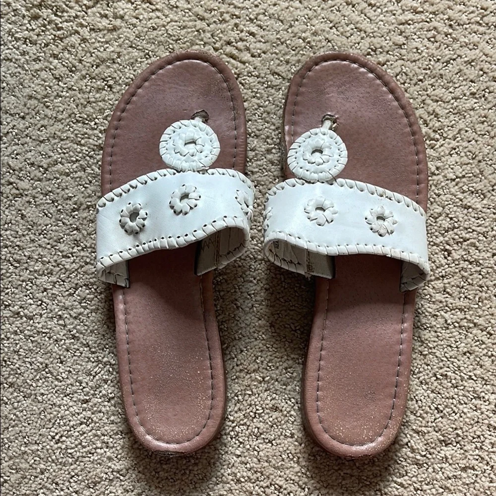 Hot Cakes White and Brown Sandals with Embellished Straps - Picture 4 of 7